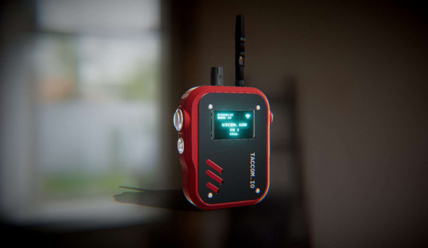 TACCOM radio in Crimson Red